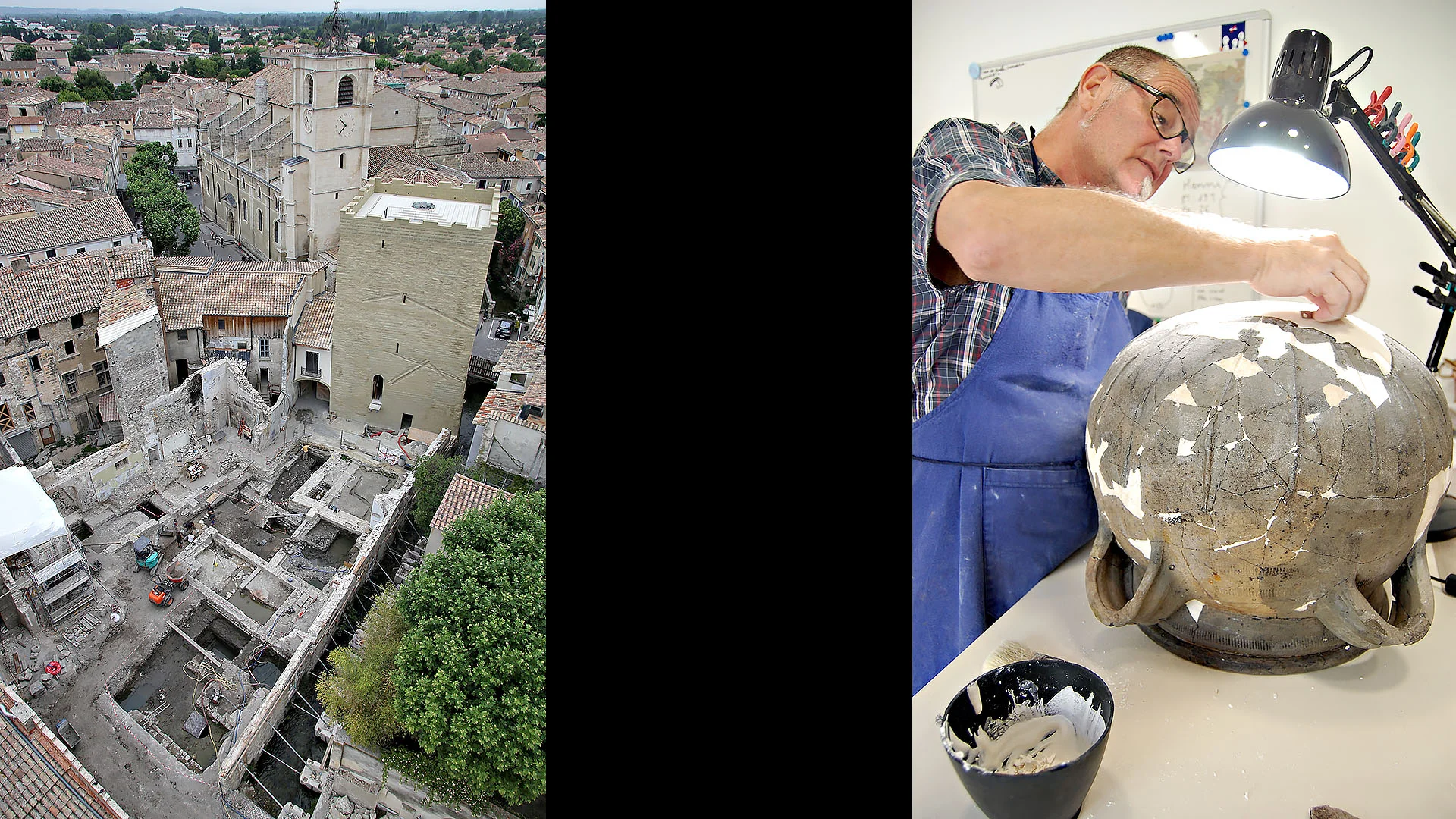 Vue générale du chantier (juillet 2022) + Restauration d’une marmite (2019)